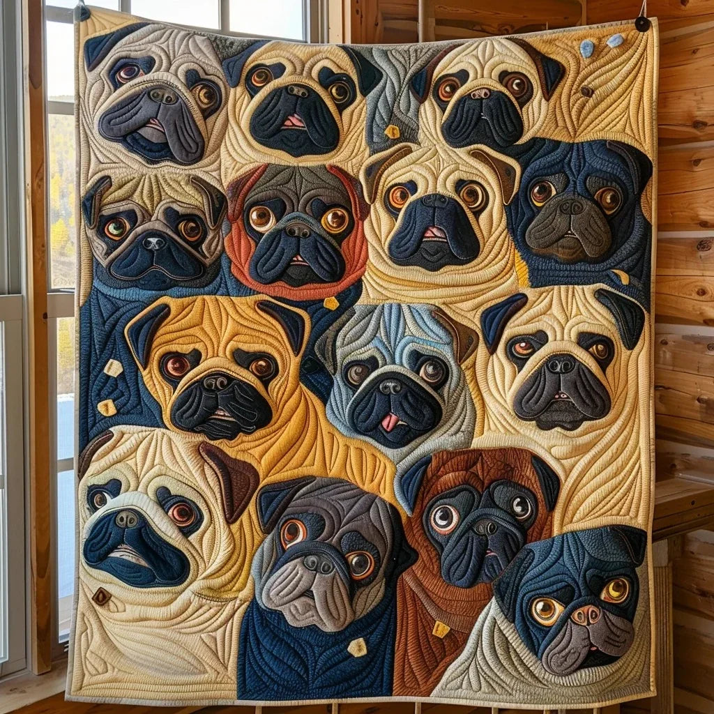 Pug Gallery Quilt Blanket