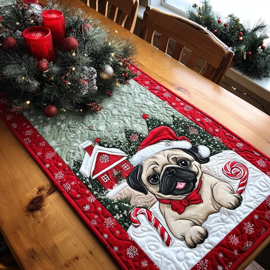 Pug Joy Quilted Table Runner