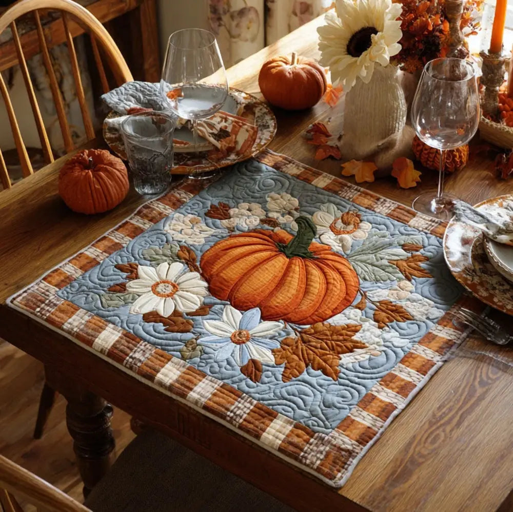 Pumpkin Bloom Quilted Table Topper