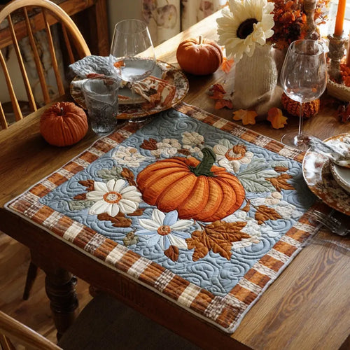 Pumpkin Bloom Quilted Table Topper