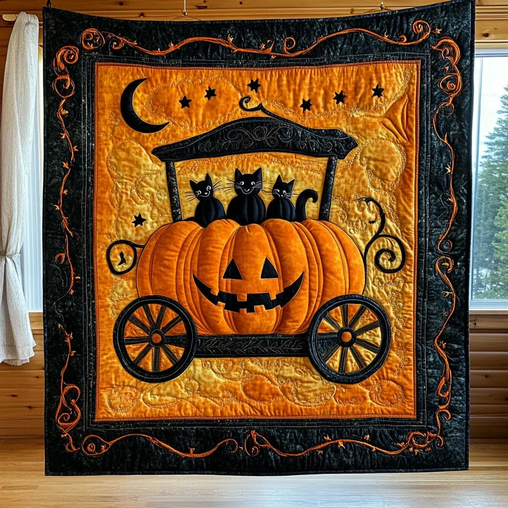 Pumpkin Coach Quilt Blanket