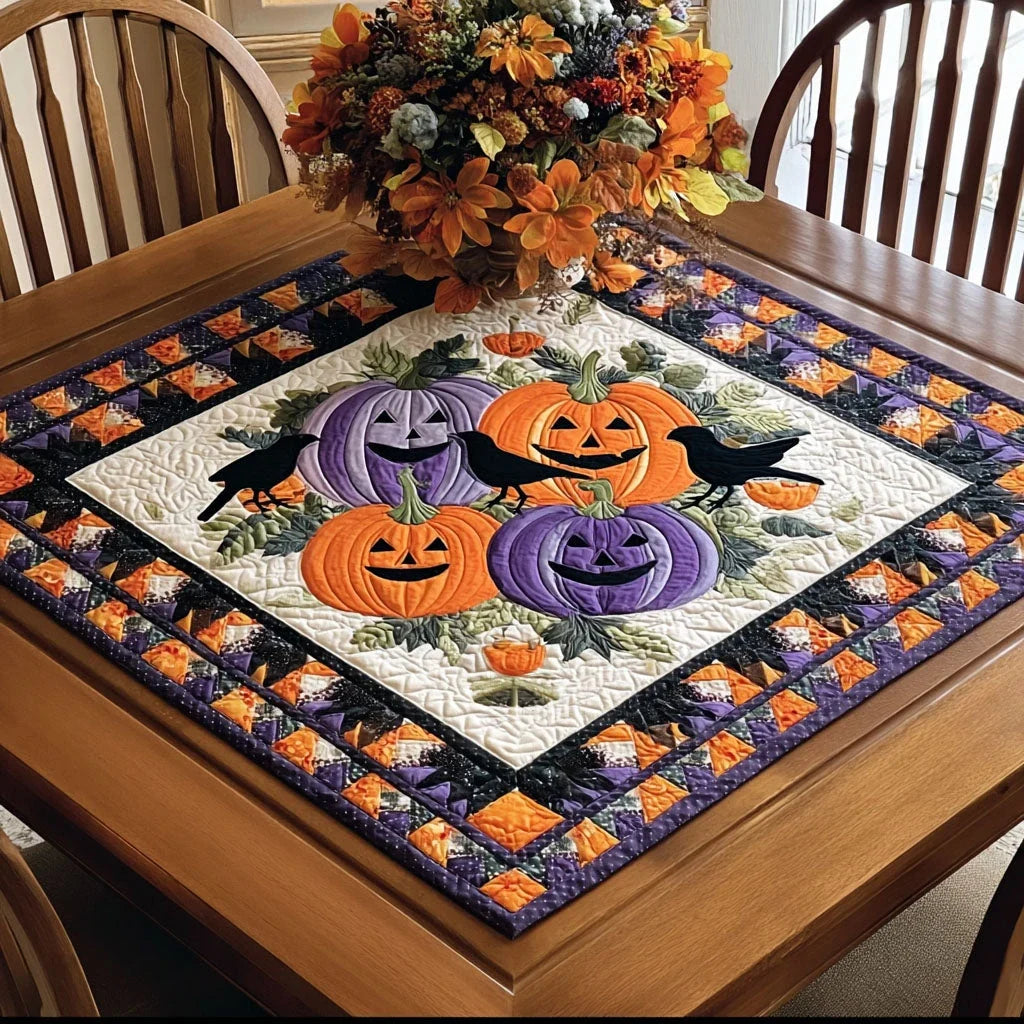 Pumpkin Fright Night Quilted Table Topper