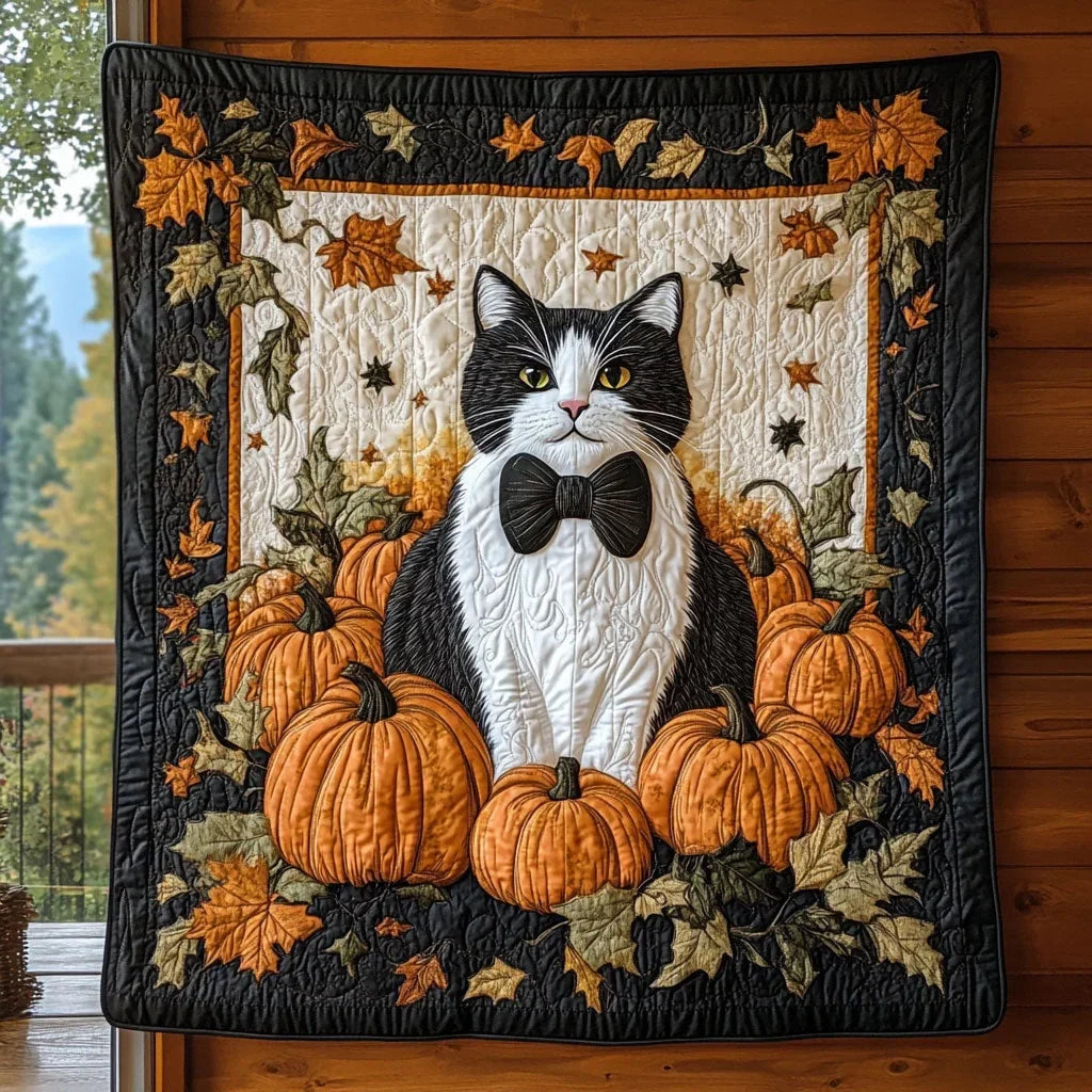 Pumpkin Gentleman Quilt Blanket