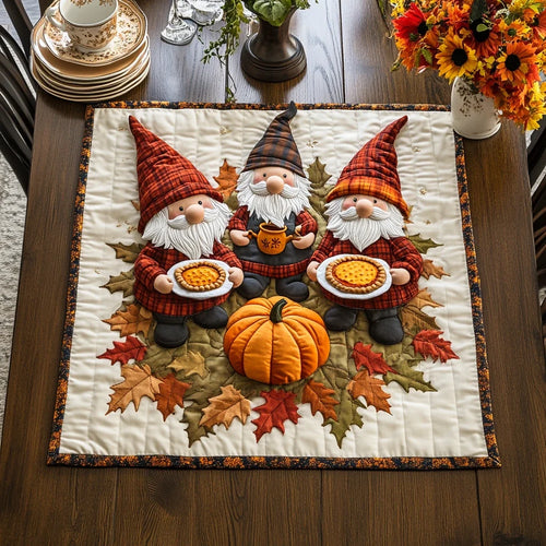 Pumpkin Gnome Quilted Table Topper