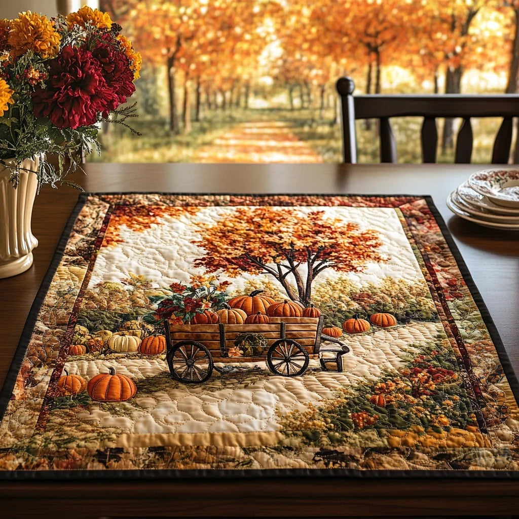 Pumpkin Harmony Quilted Table Topper