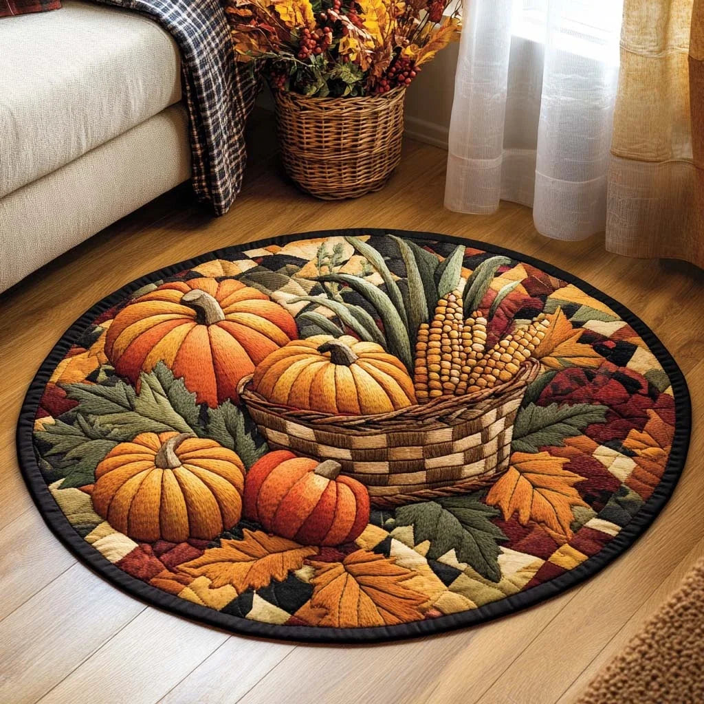 Pumpkin Harvest Quilted Round Mat