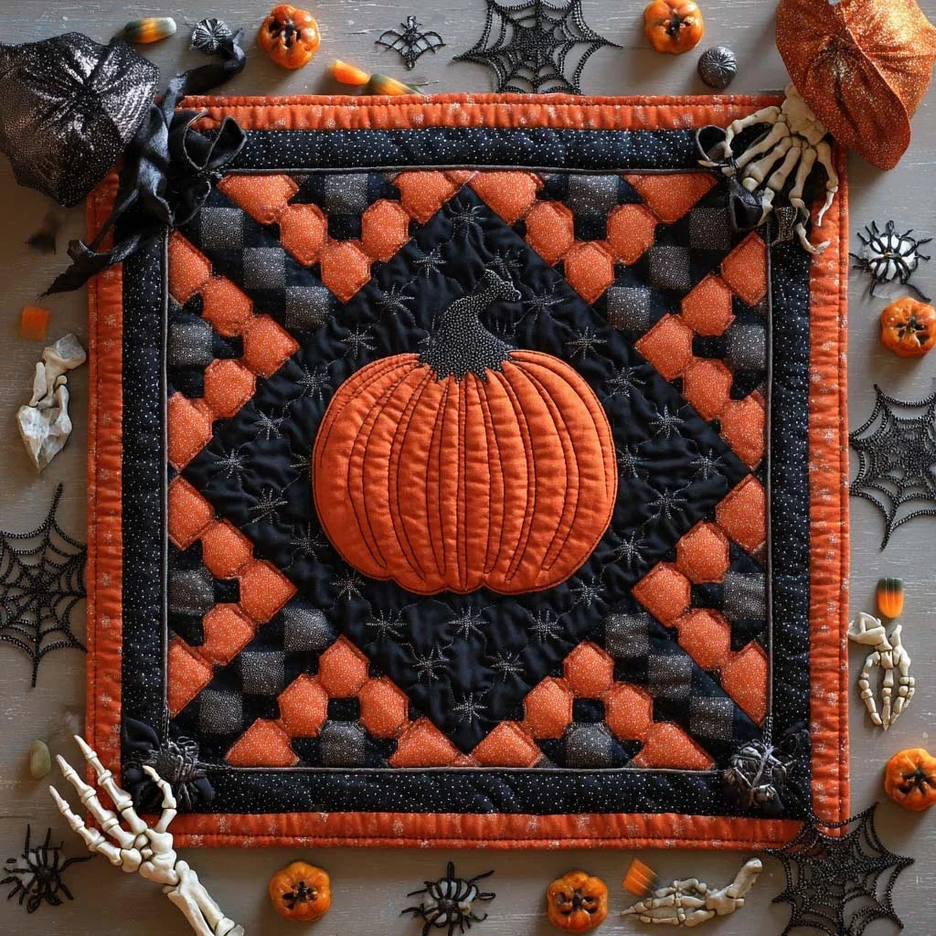 Pumpkin Hex Quilted Table Topper