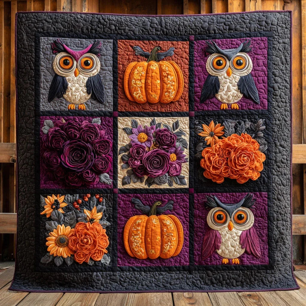 Pumpkin Owl Quilt Blanket