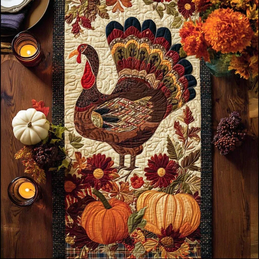 Pumpkin Parade Quilted Table Runner