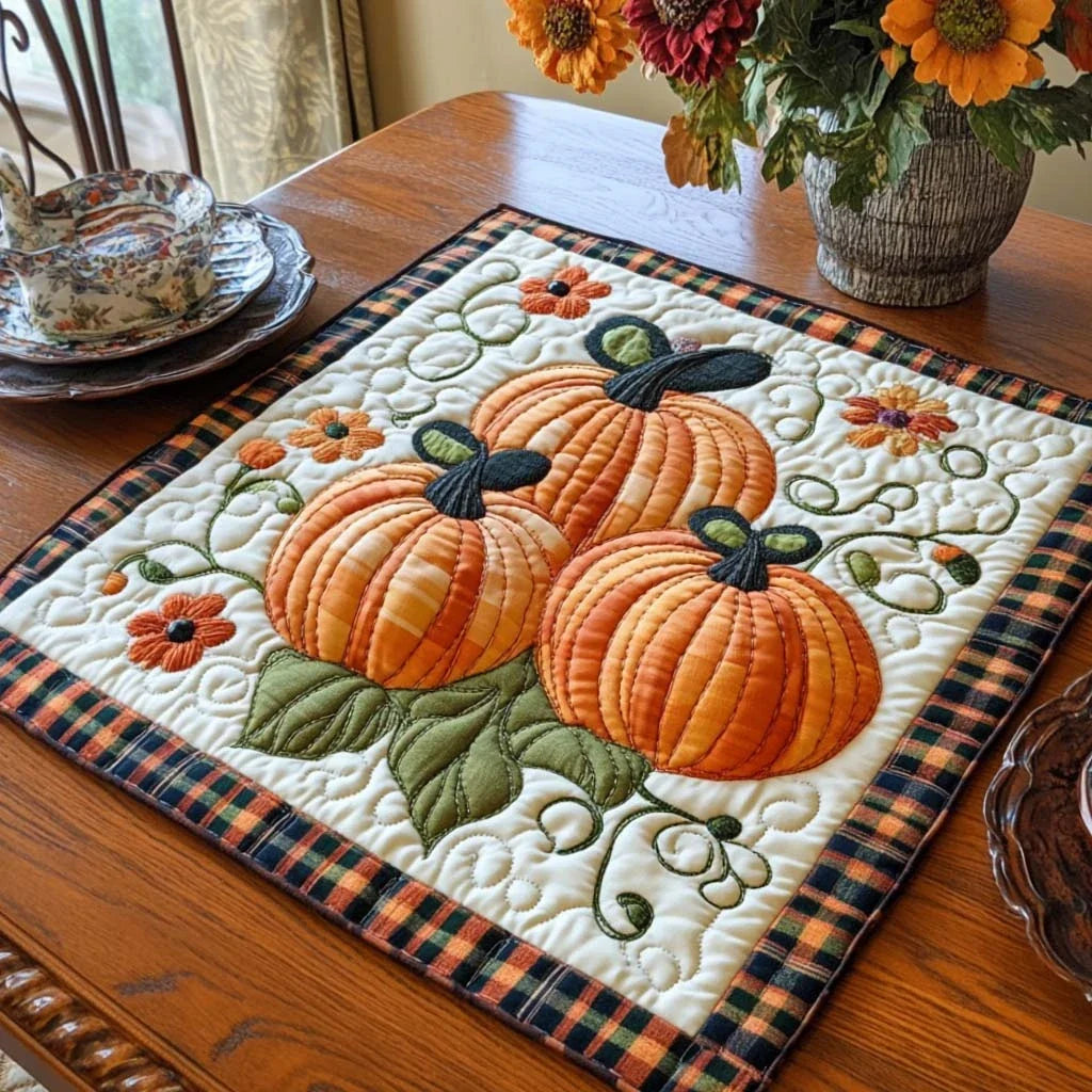 Pumpkin Patch Delight Quilted Table Topper