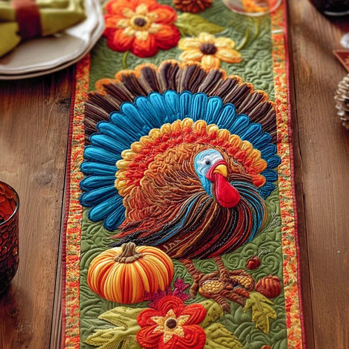 Pumpkin Patch Turkey Quilted Table Runner