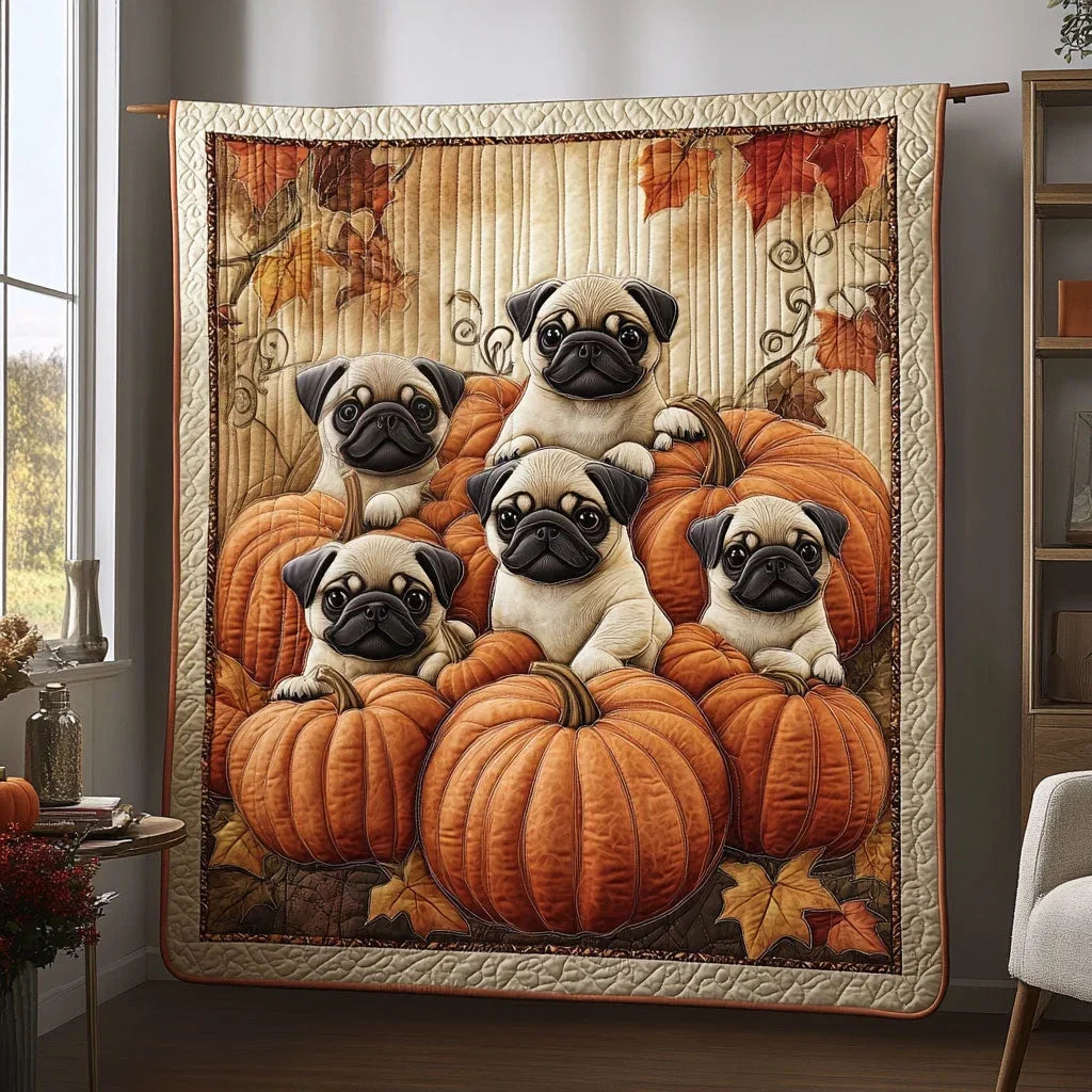 Pumpkin Pug Quilt Blanket