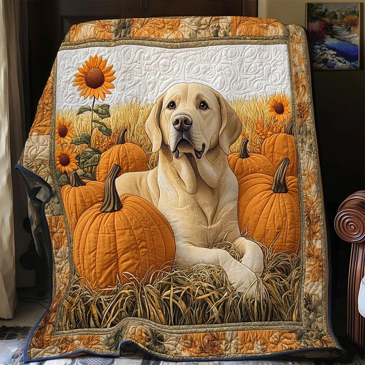 Pumpkin Pup Quilt Blanket