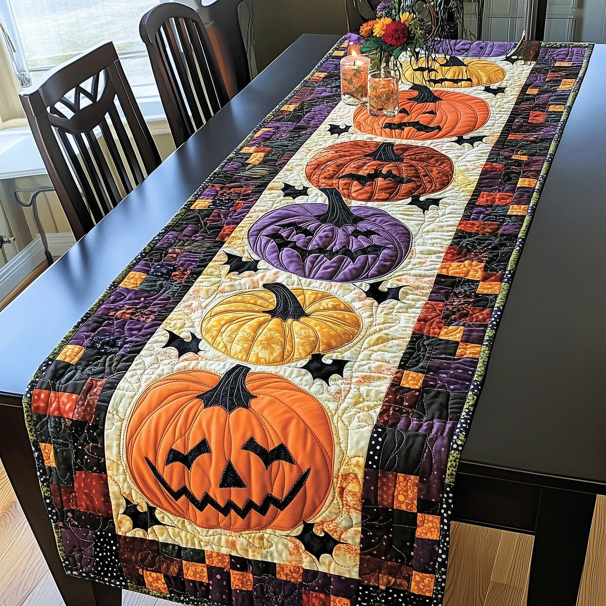 Pumpkin Row Quilted Table Runner