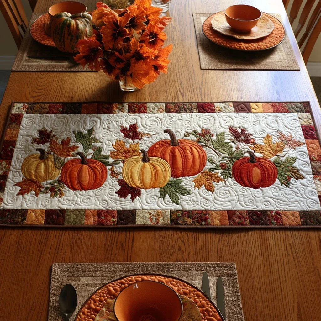 Pumpkin Row Quilted Table Runner