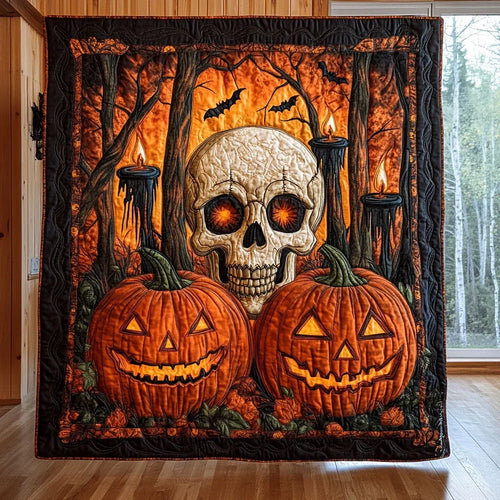 Pumpkin Shadows Quilt Blanket