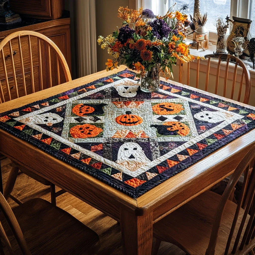 Pumpkin Snuggle Quilted Table Topper
