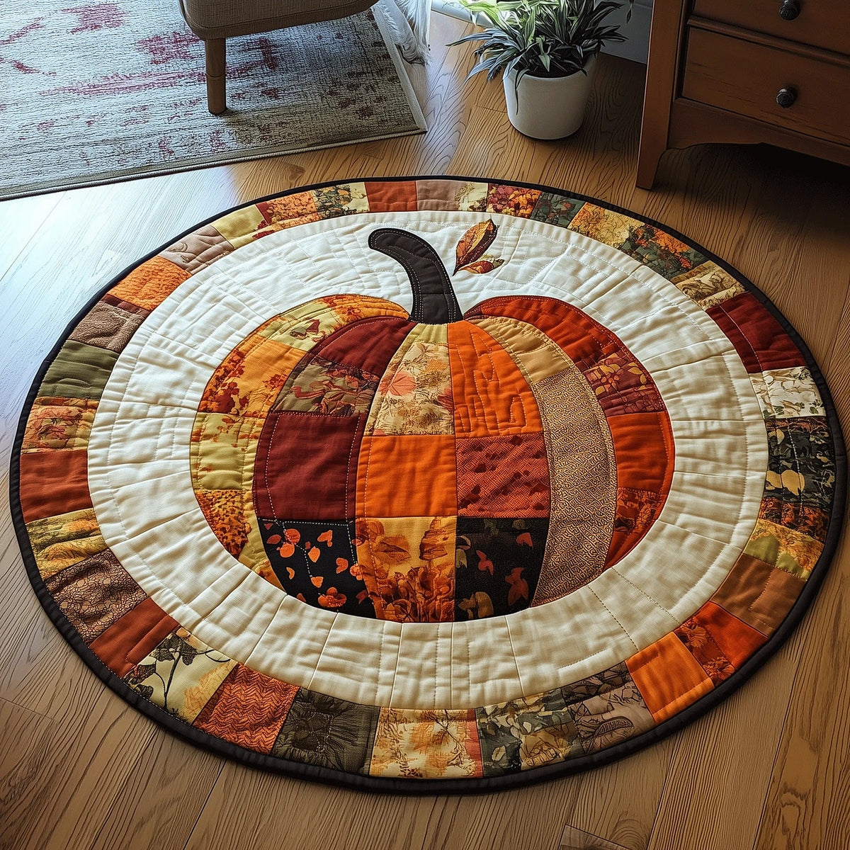 Pumpkin Spice Quilted Round Mat