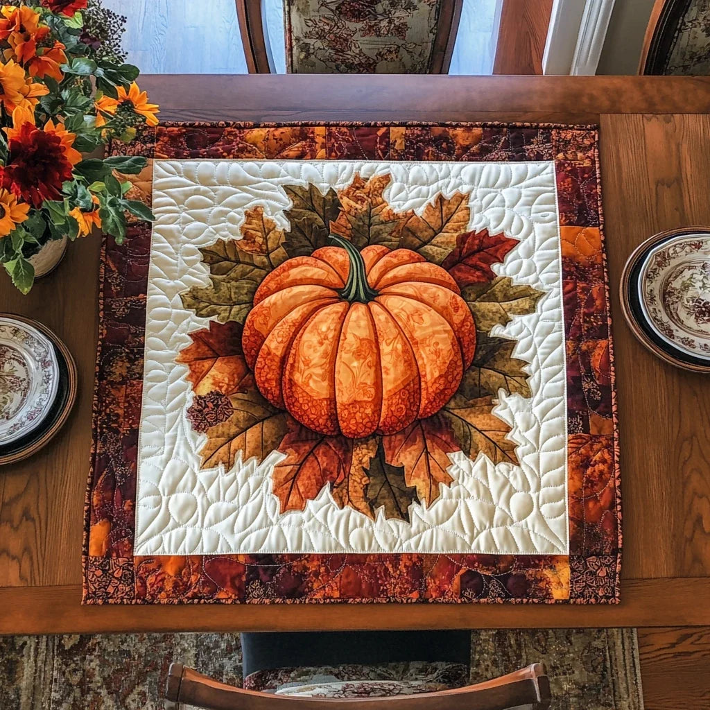 Pumpkin Whirl Quilted Table Topper