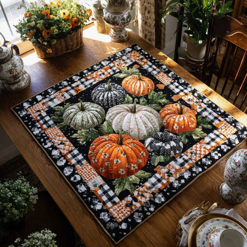 Pumpkin Whirl Quilted Table Topper