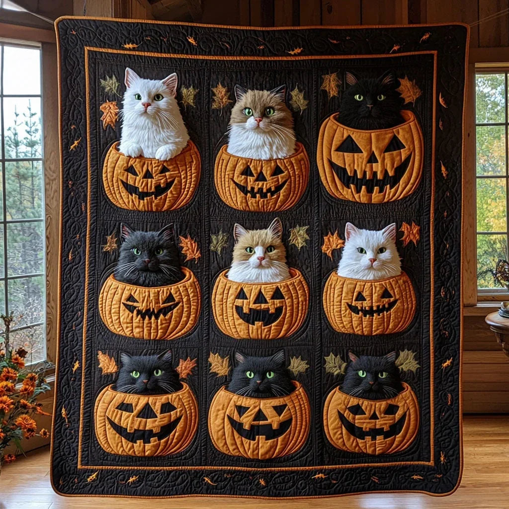 Pumpkin Whiskers Quilt Blanket