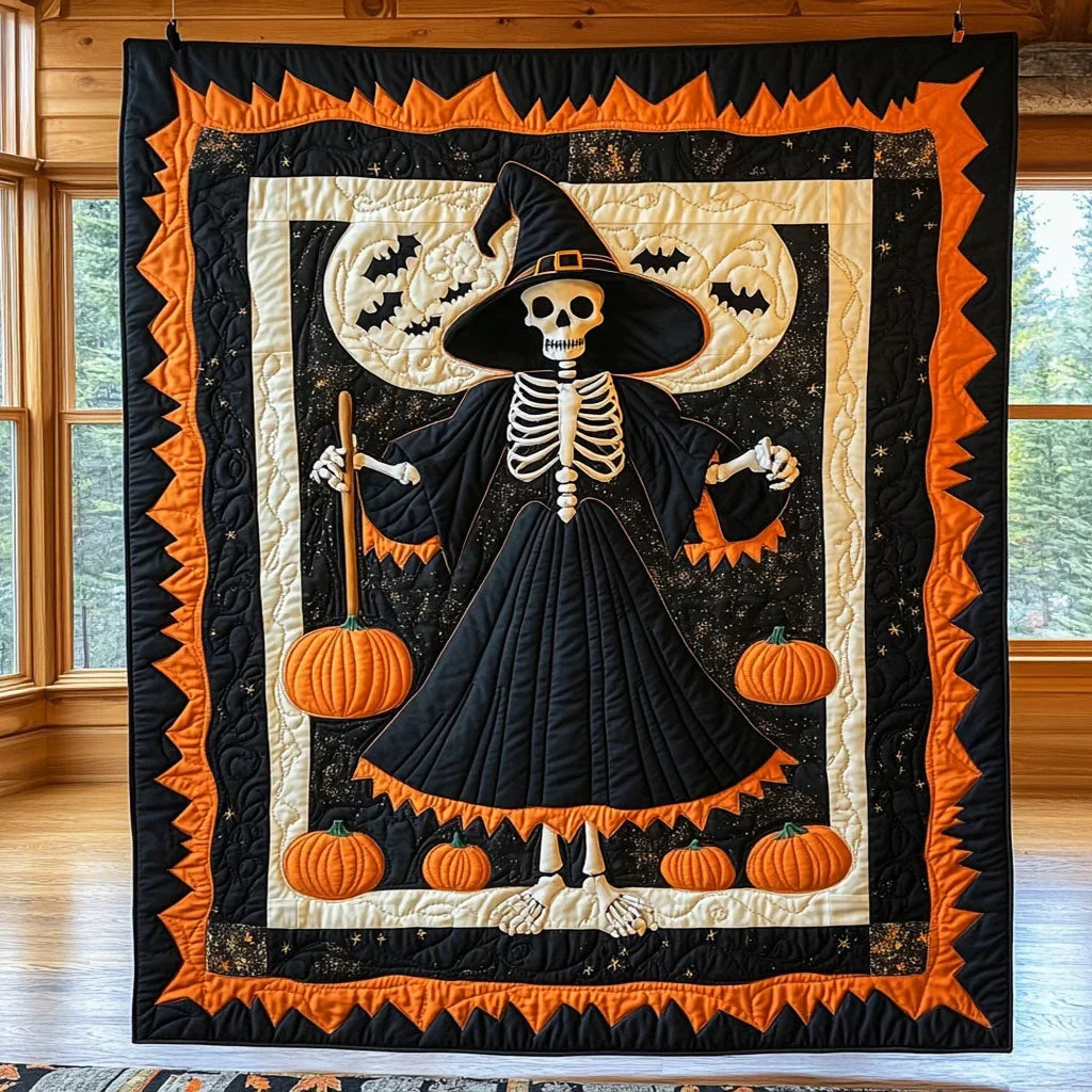 Pumpkin Witch Quilt Blanket