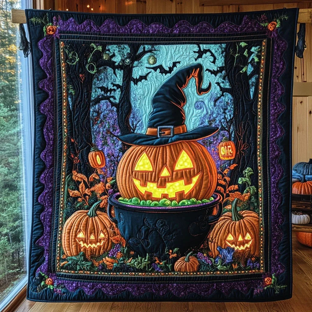 Pumpkin Witch Quilt Blanket
