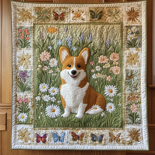 Puppy Blossom Patch Quilt Blanket