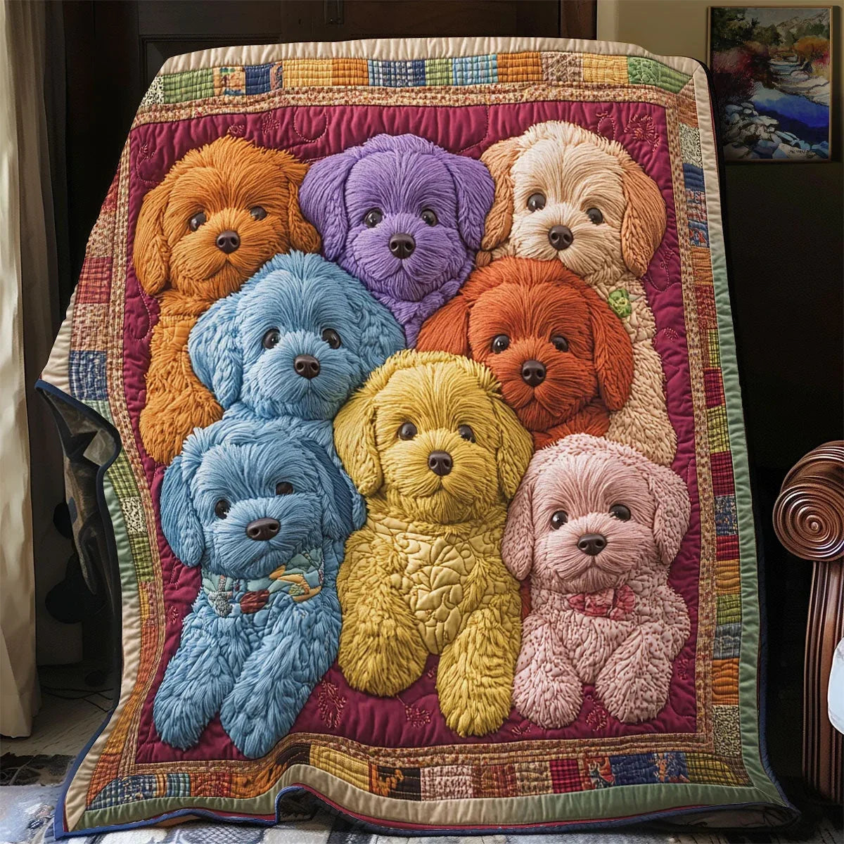 Puppy Patch Party Quilt Blanket