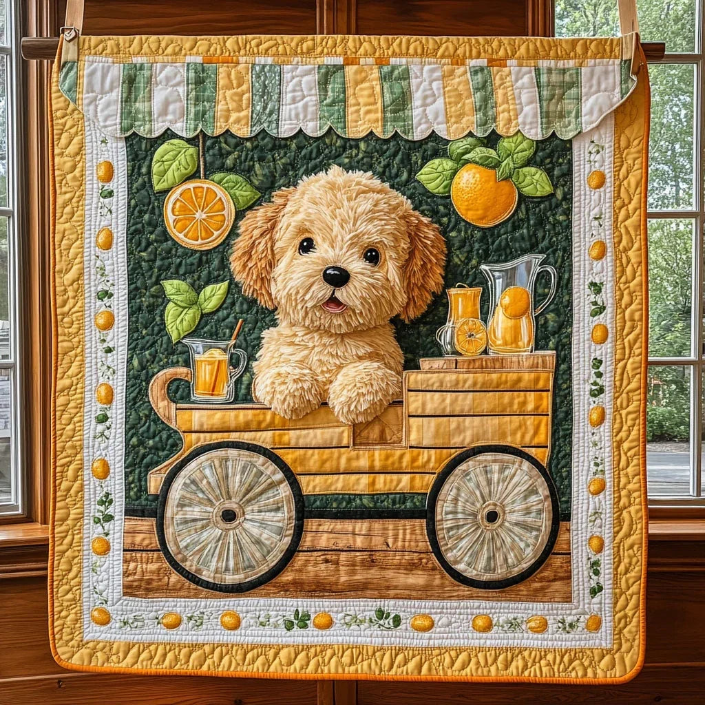 Puppy's Lemon Day Quilt Blanket
