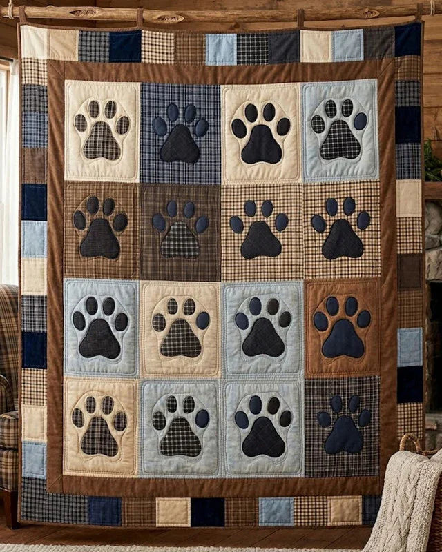 Puppy Tracks Quilt Blanket - Quilted Blanket by Wild and Way