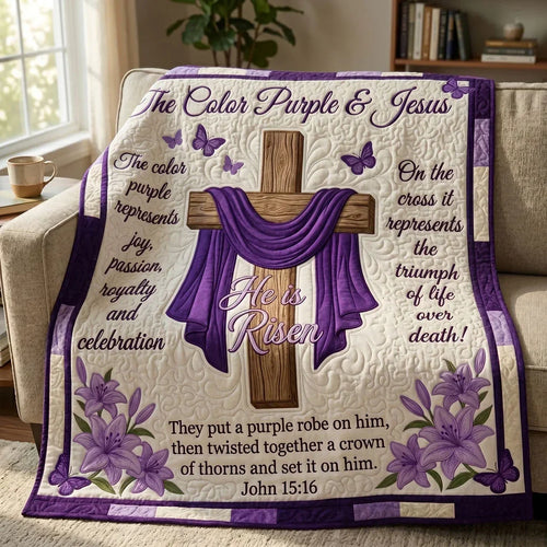 Purple Grace Cross Quilt Blanket