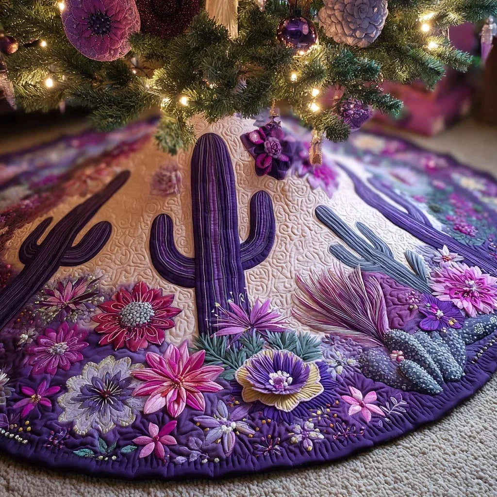 Purple Night Bloom Quilted Tree Skirt