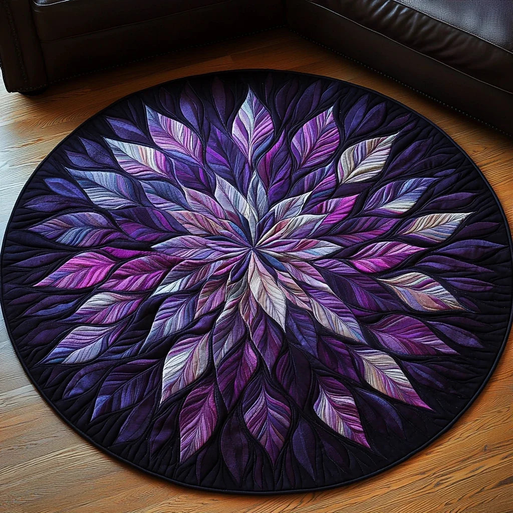 Purple Radiance Bloom Quilted Round Mat