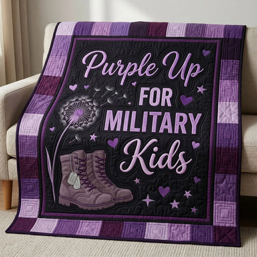 Purple Up Military Kids Quilt Blanket