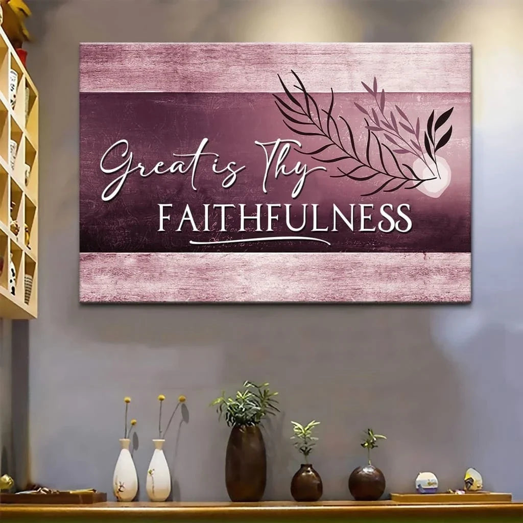 christian art great is thy faithfulness wall art canvas print christian wall decor (Landscape) (view 4)