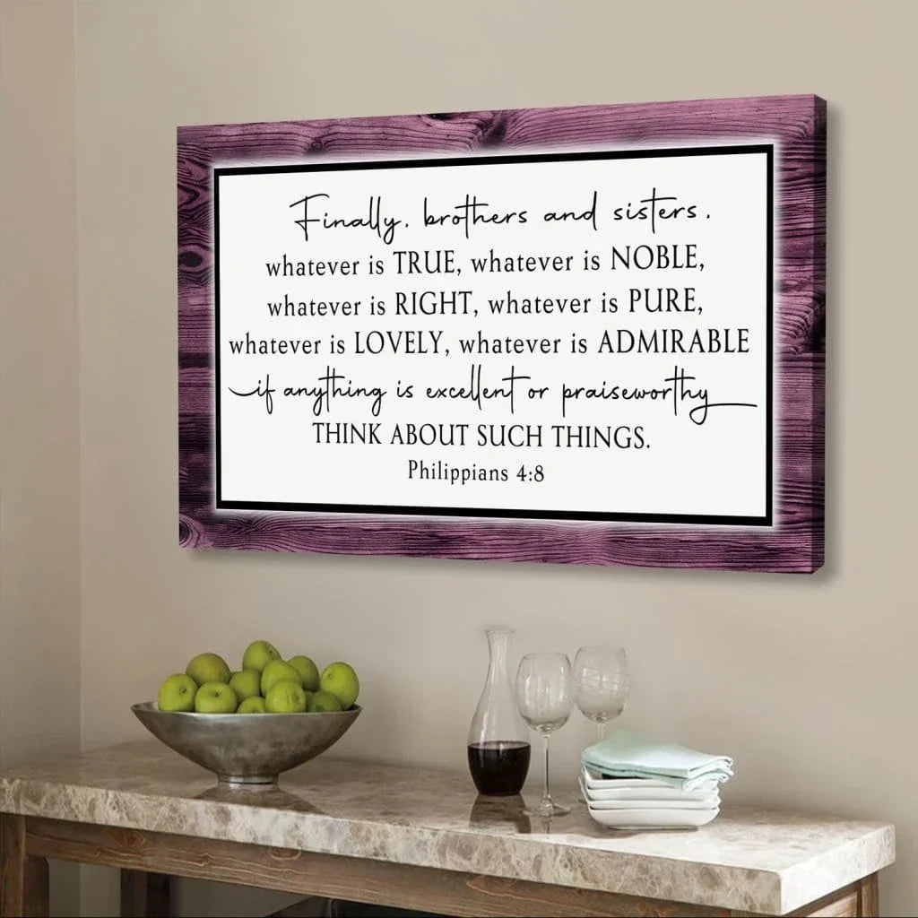 whatever is true whatever is noble philippians 4 8 wall art canvas (Landscape) (view 4)
