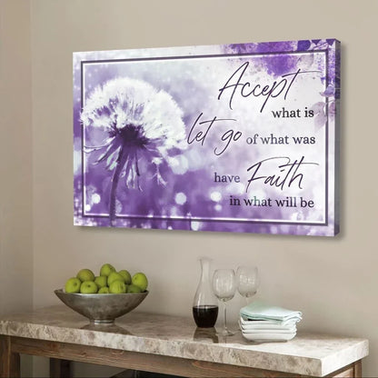 christian wall art accept what is let go of what was canvas (Landscape) (view 3)