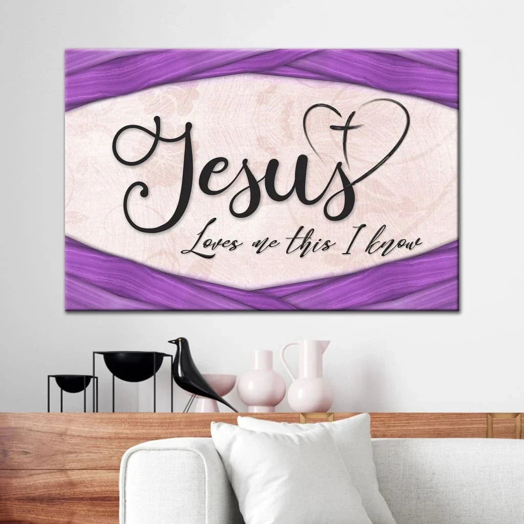jesus loves me this i know christian wall art canvas (Landscape) (view 4)