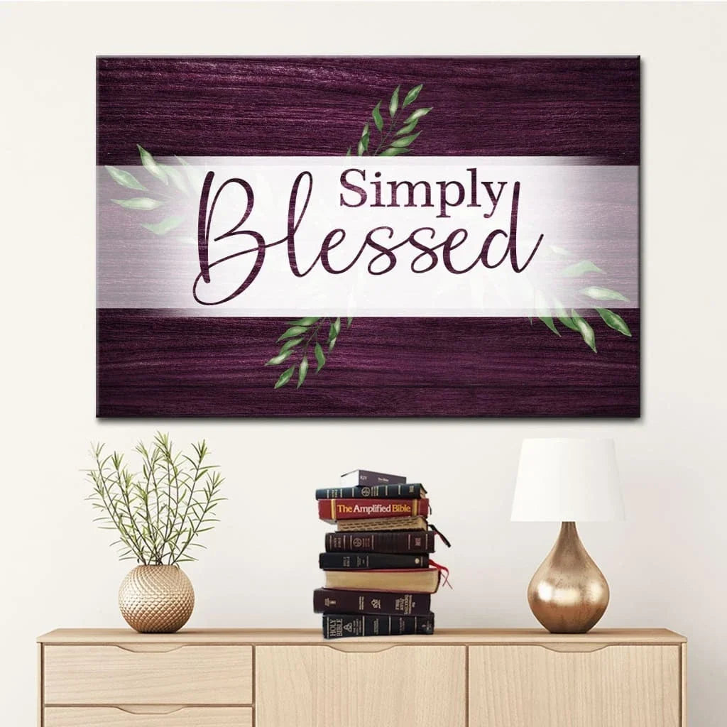 simply blessed wall art canvas christian wall decor christian gifts (Landscape) (view 4)
