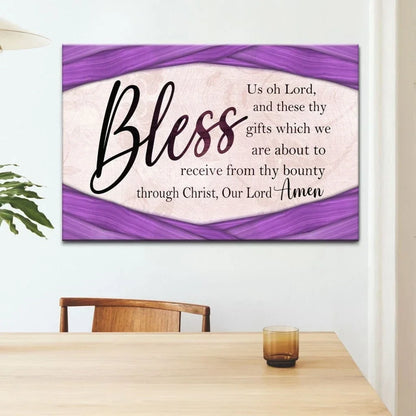 bless us oh lord wall art grace prayer praying before meals canvas wall art (Landscape) (view 5)