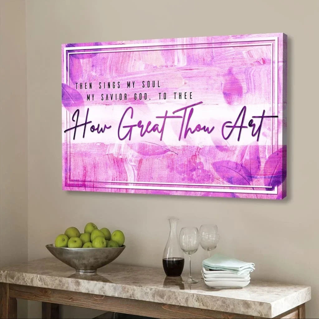 christian wall art how great thou art canvas print christian hymns (Landscape) (view 4)