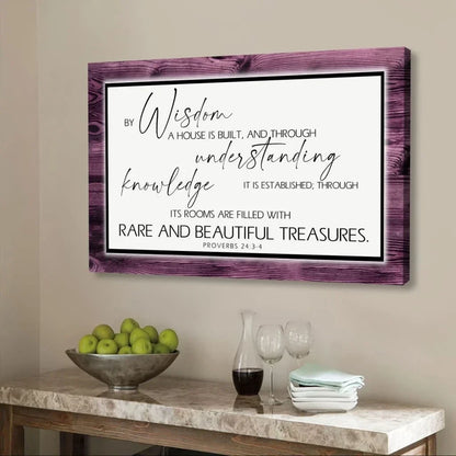 by wisdom a house is built wall art canvas bible verse wall art decor (Landscape) (view 4)