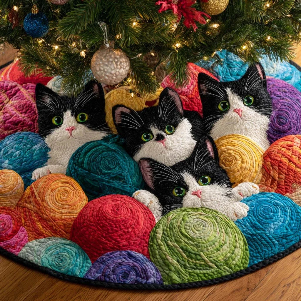 Purr Harmony Quilted Tree Skirt