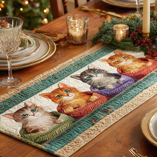 Purr Parade Quilted Table Runner