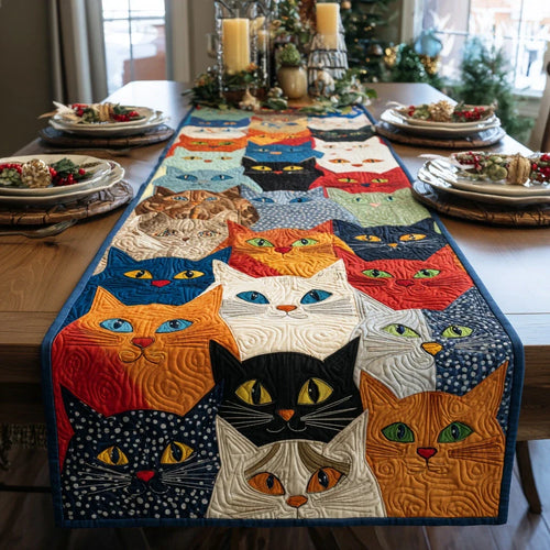 Purrfect Gathering Quilted Table Runner