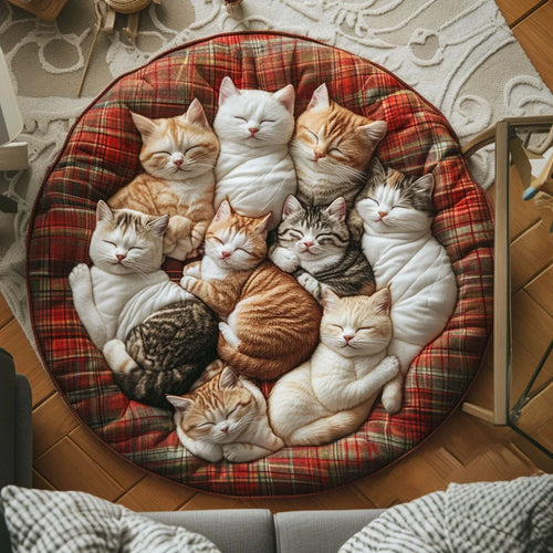 Purrfect Patch Round Quilted Round Mat