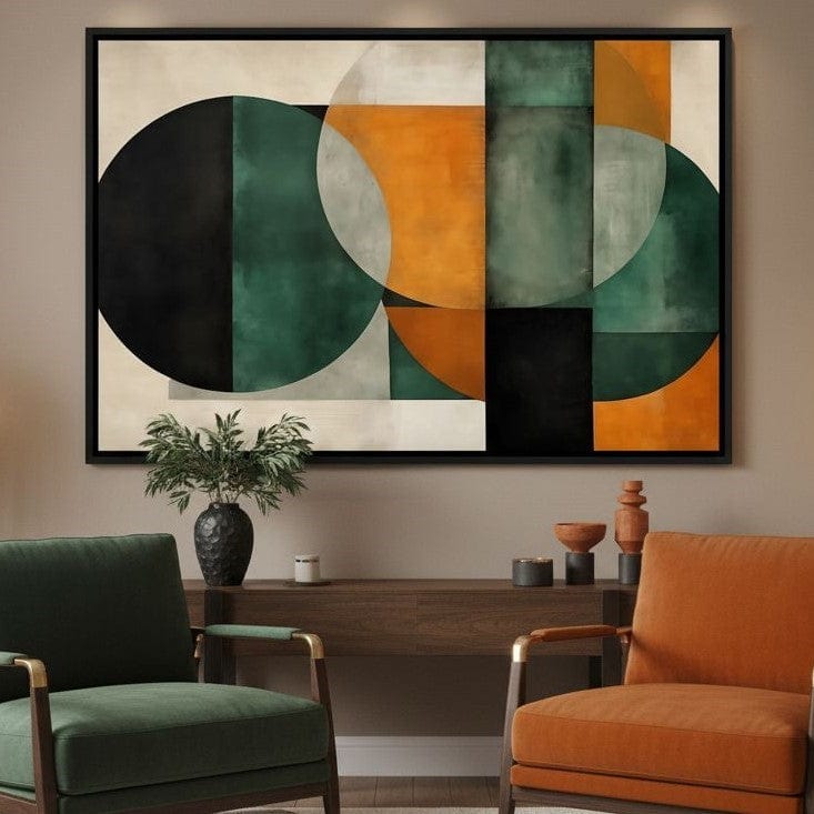 Geometric Ochre Jade Balance Canvas Wall Art
