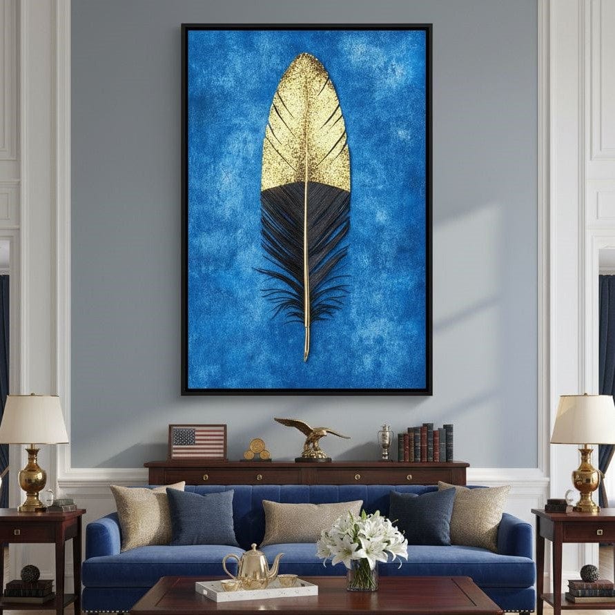 Golden Plume Harmony Canvas Wall Art