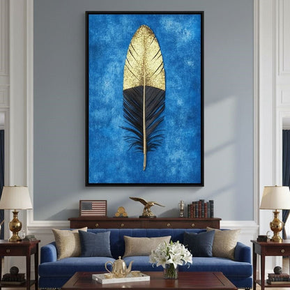 Golden Plume Harmony Canvas Wall Art